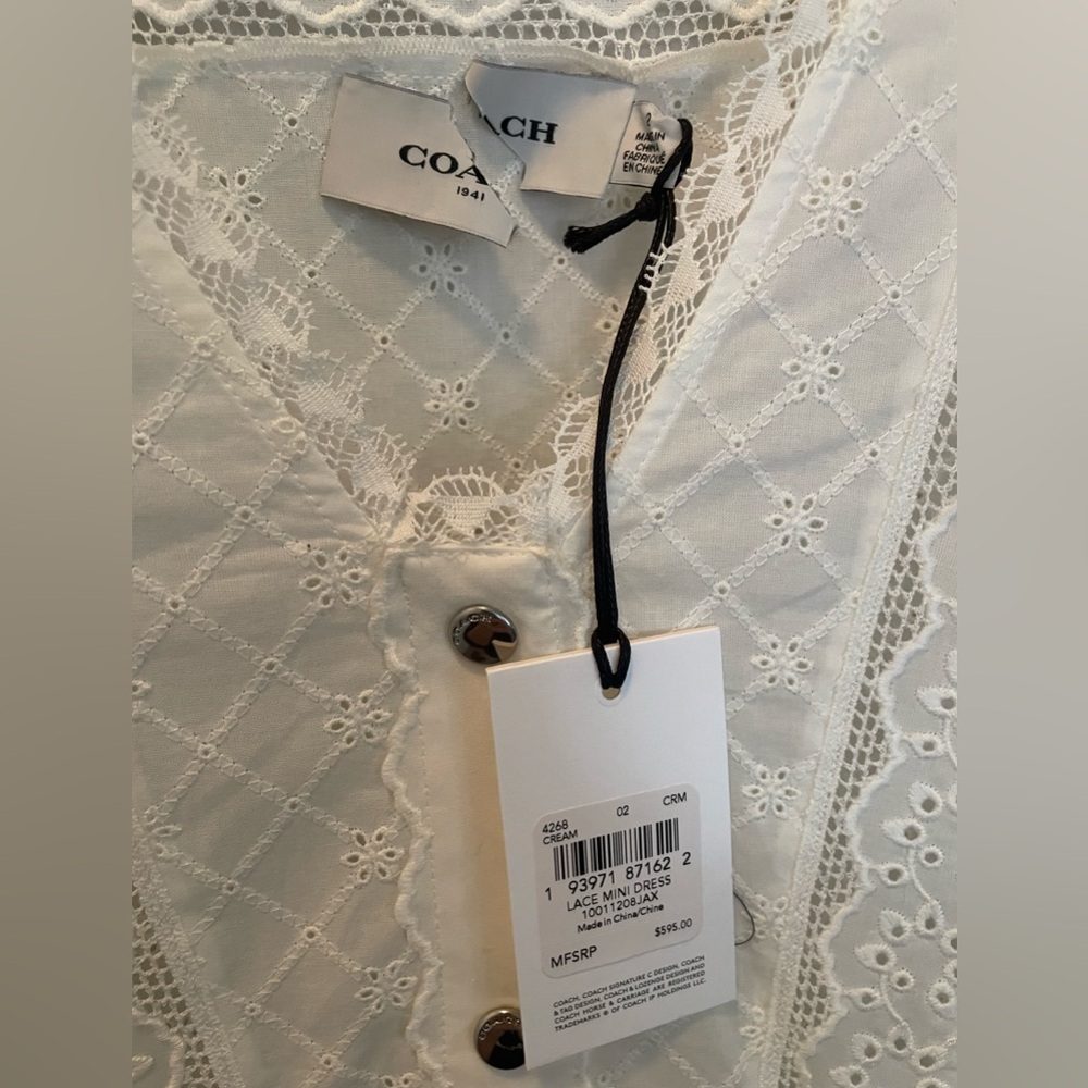 Coach Cream Lace Mini Dress - Picture 2 of 5